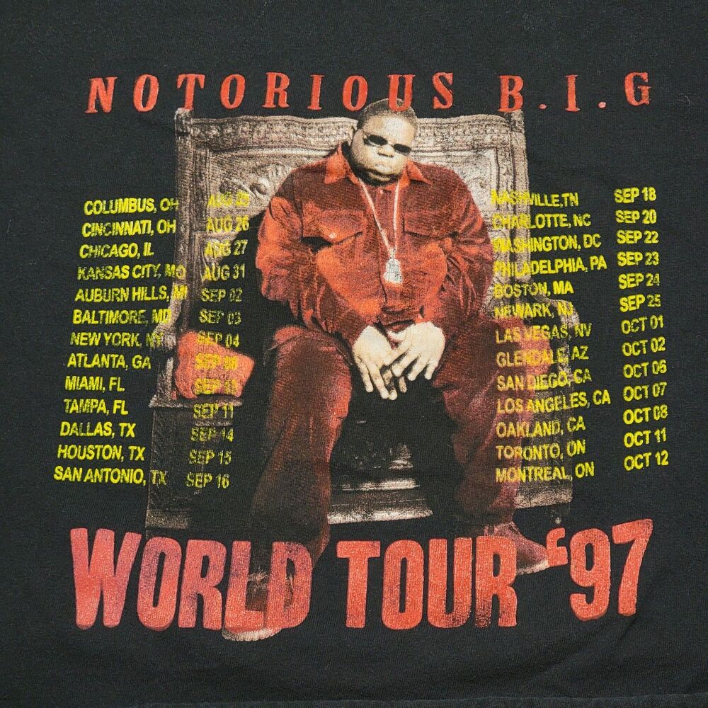 The Notorious BIG SS Black Cut Crop Tee "World Tour '97" - Size XL